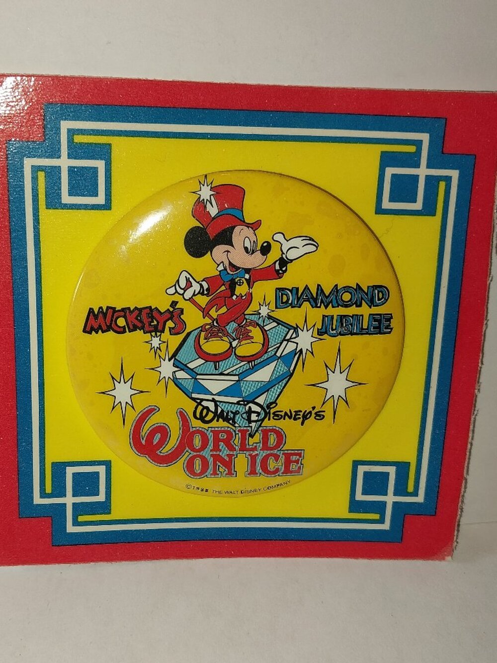 1988 Disney Mickey's Diamond Jubilee World on Ice Promo Pin-Back Button Sealed